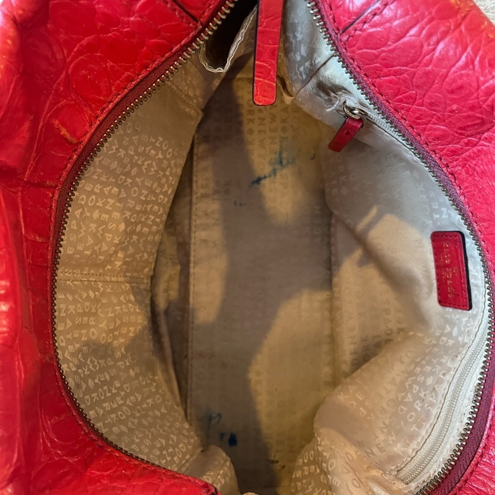 KATE SPADE Rialto Place Alessa Croc Embossed Red Leather Satchel Bag  Mobwife - Picture 3 of 8